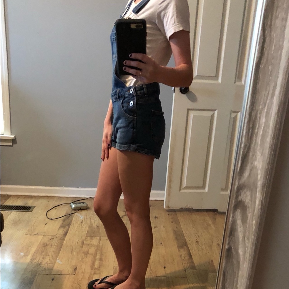 Denim short overalls
